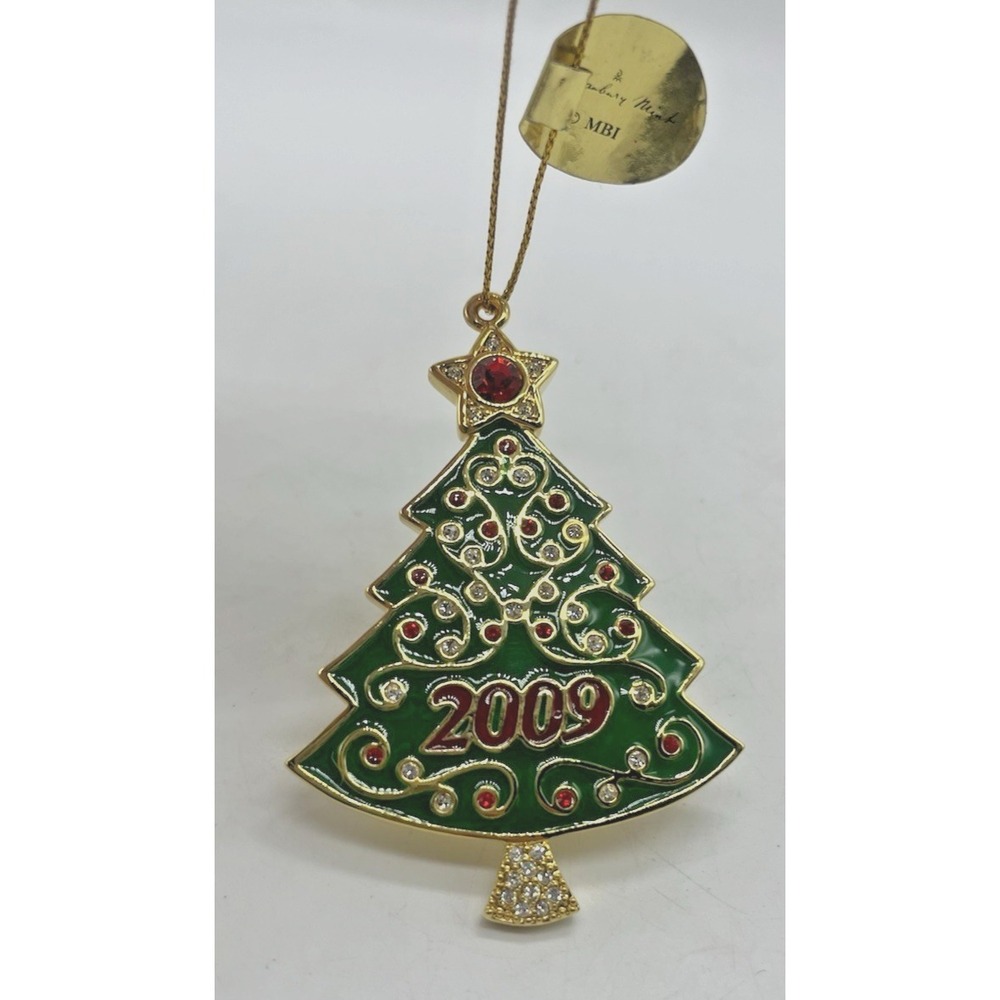 Danbury Mint Annual Christmas Ornament Swarovski Crystals 2009 Tree 3"